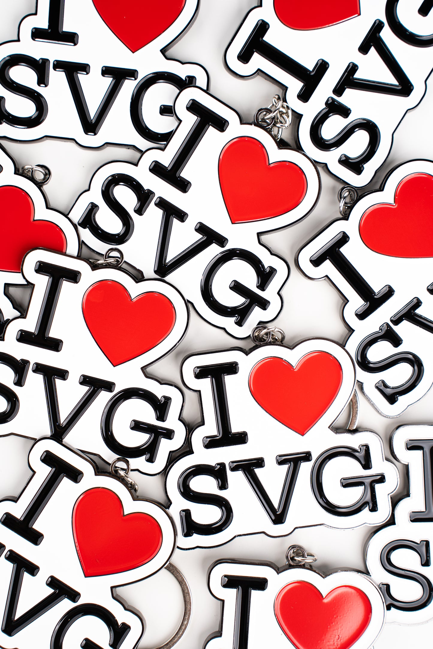 I Love SVG White Keychain
