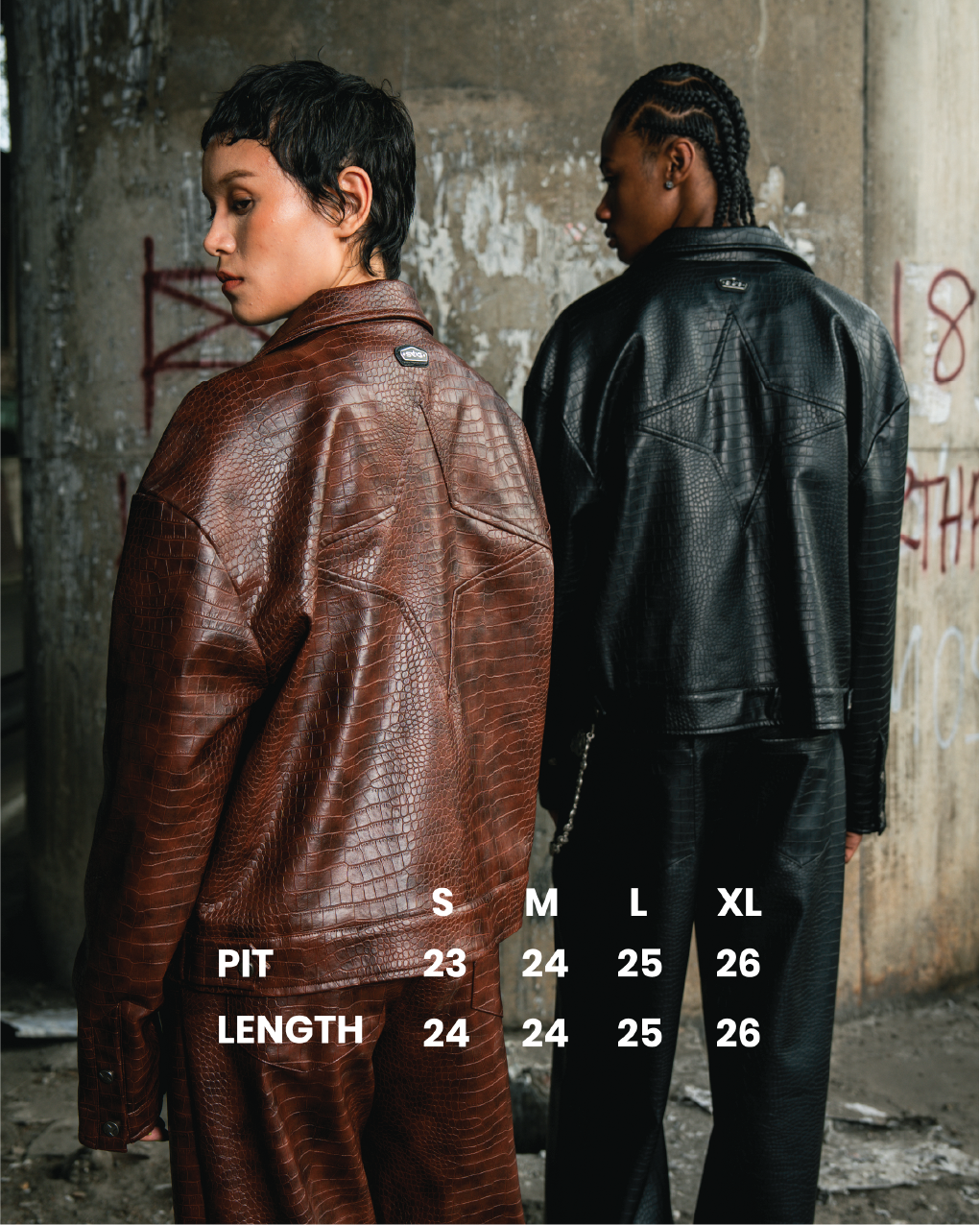 Leather Croc Jacket Black