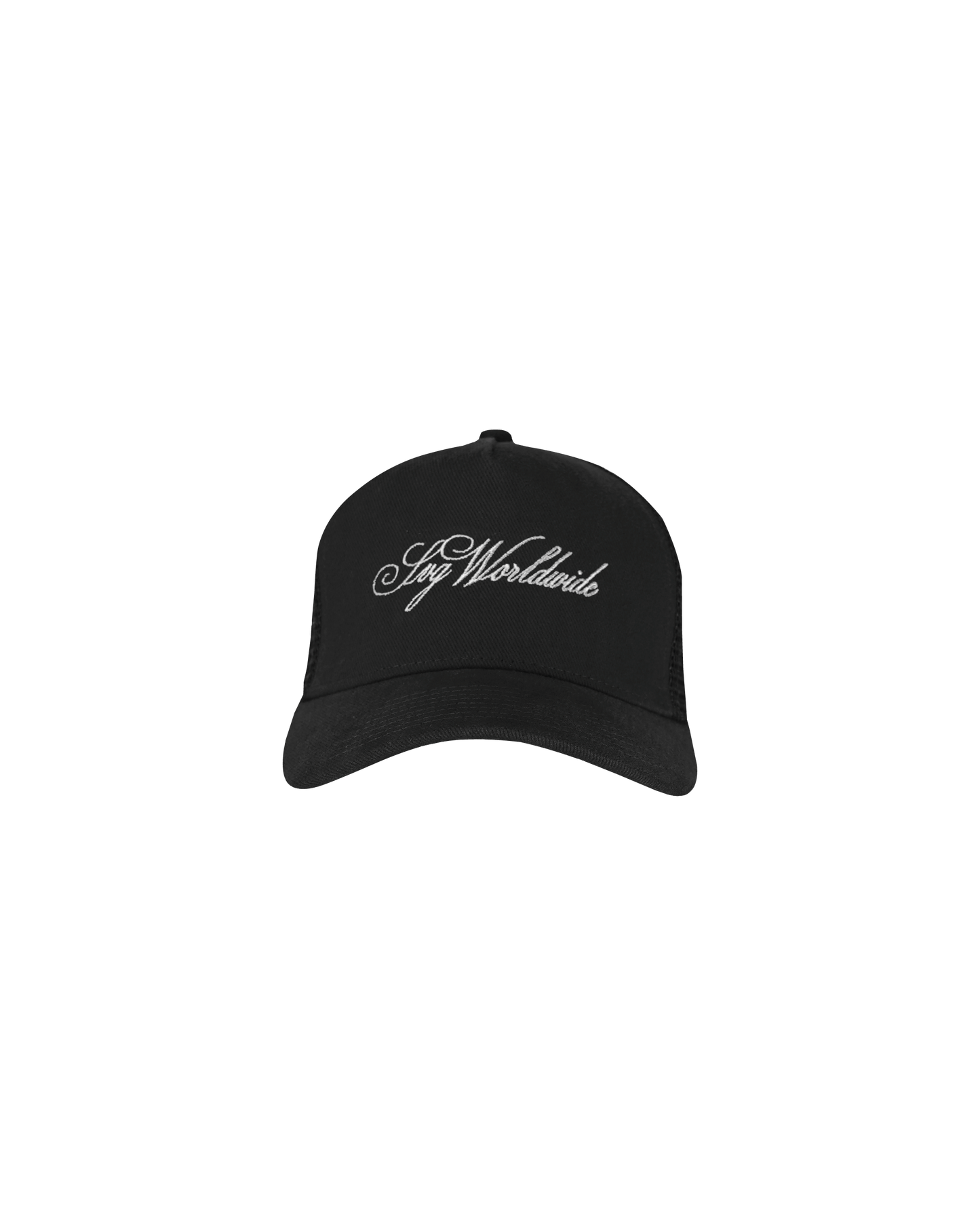Cursive Black Trucker Cap