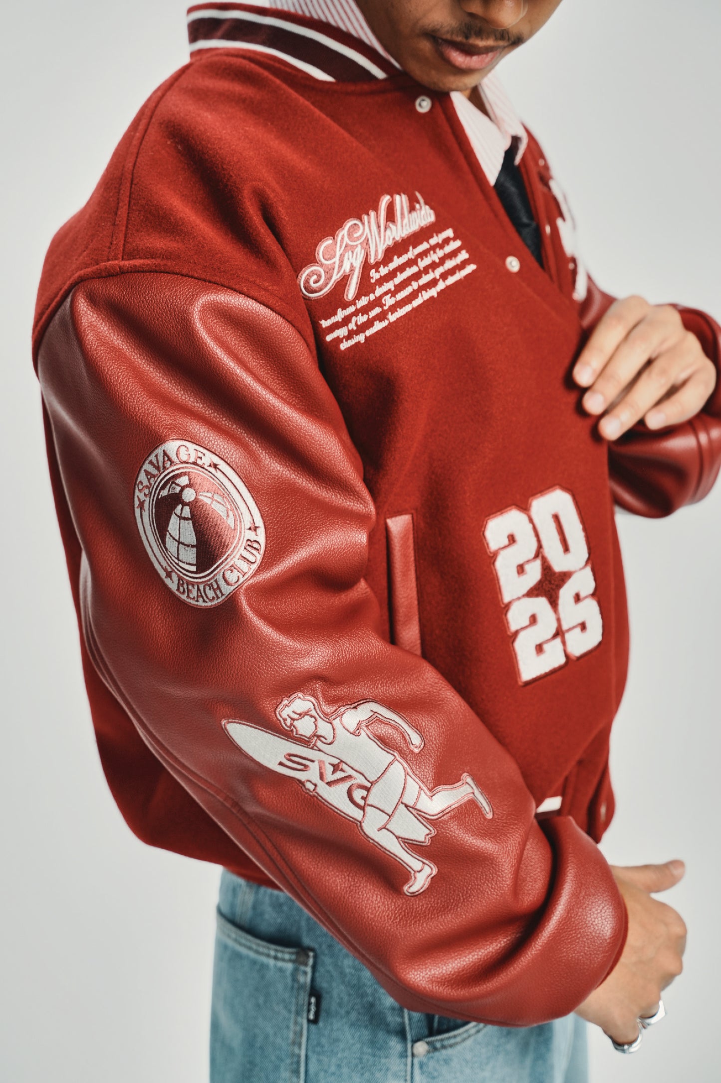 Wool Leather Maroon Varsity