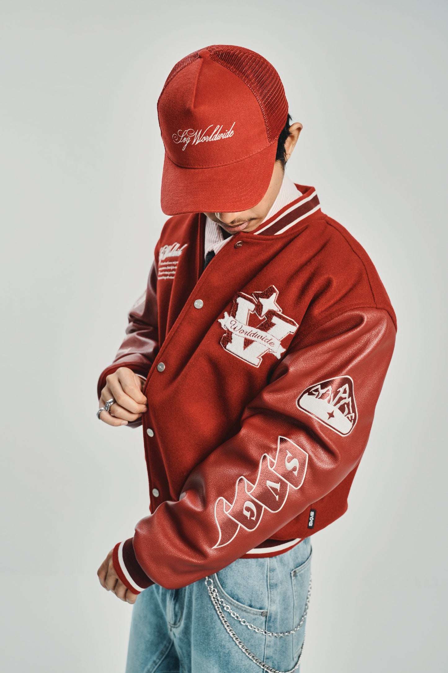 Wool Leather Maroon Varsity