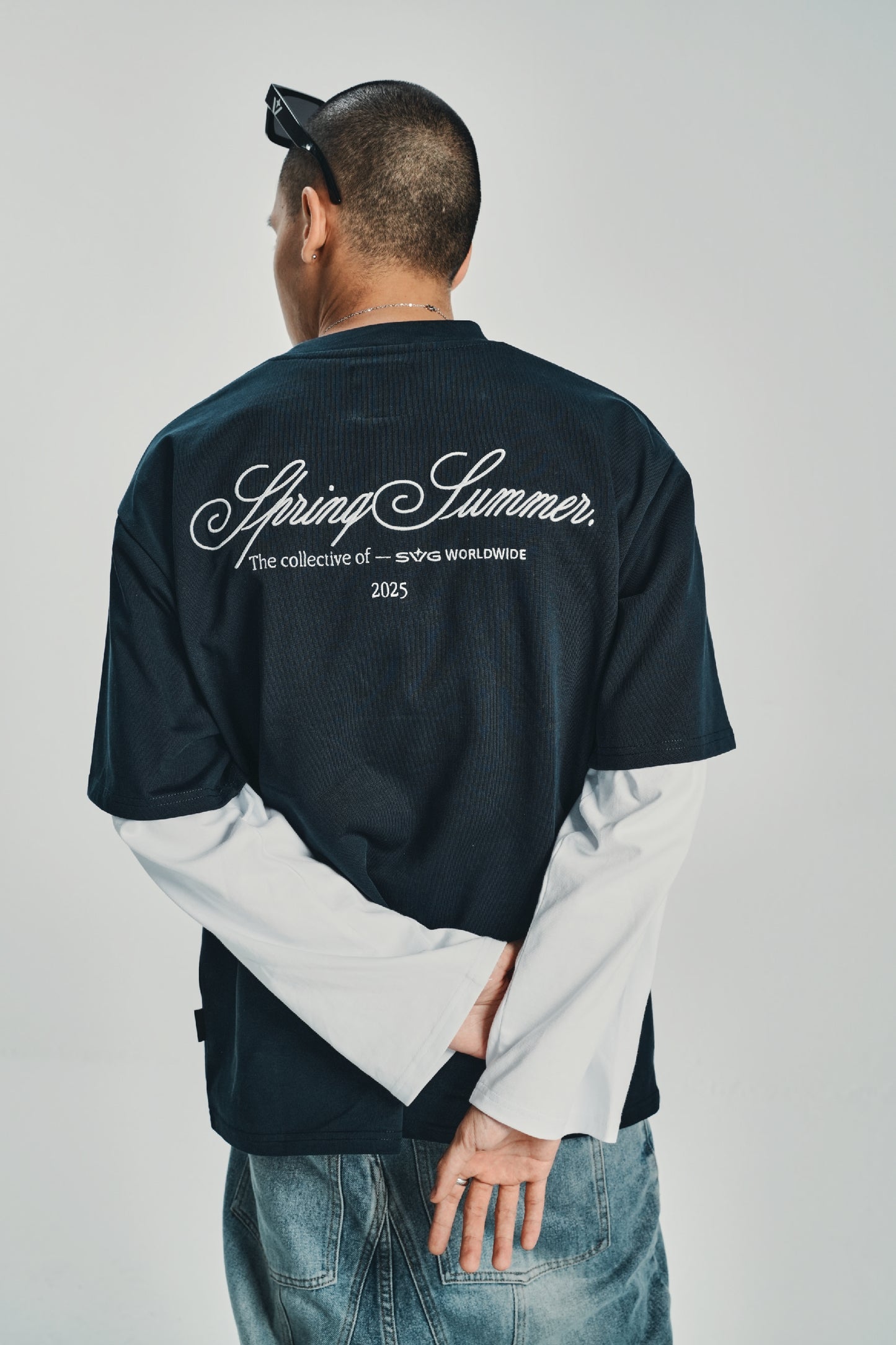 Spring Summer Navy Blue 25 Cursive Tee
