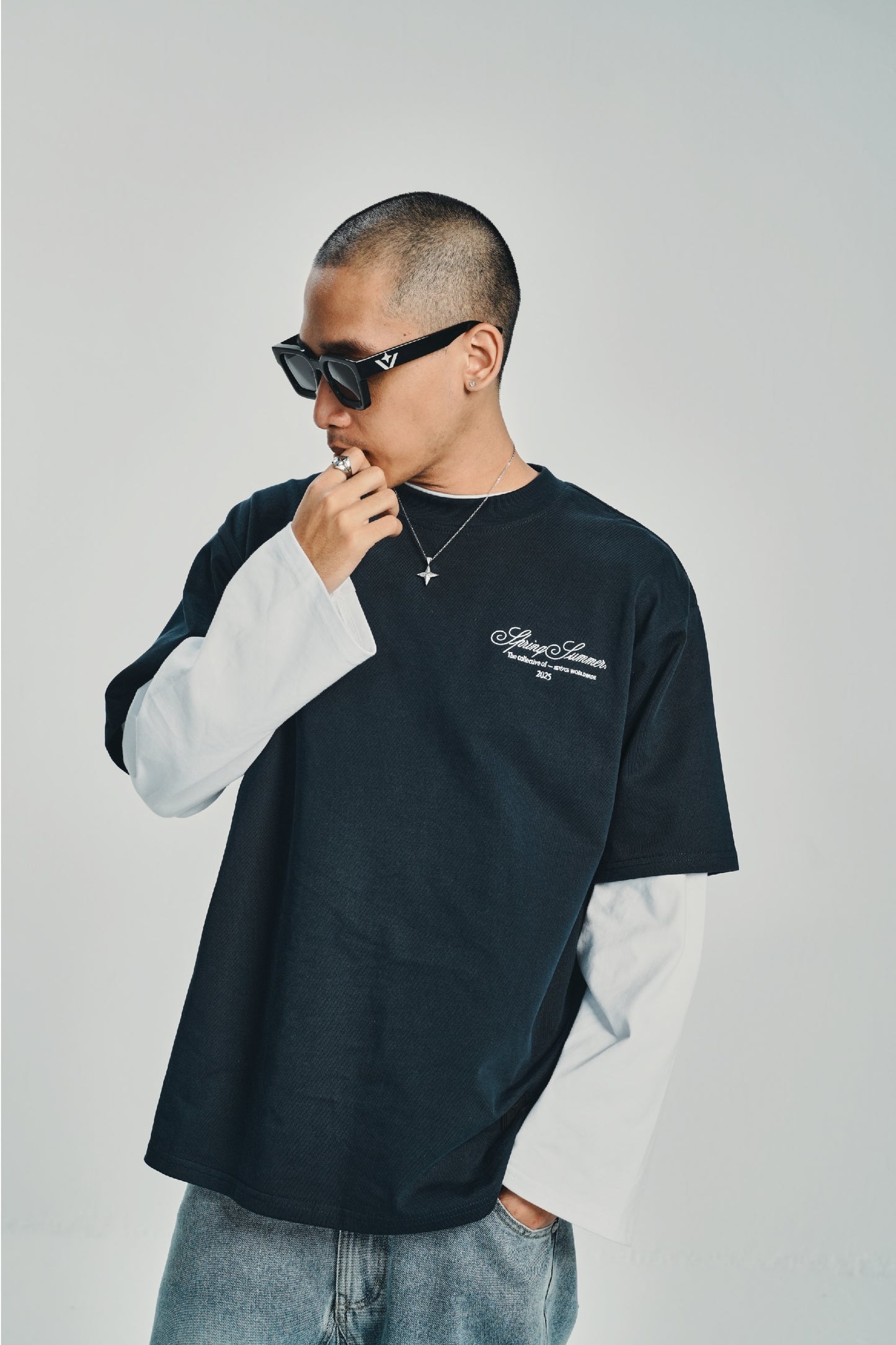 Spring Summer Navy Blue 25 Cursive Tee