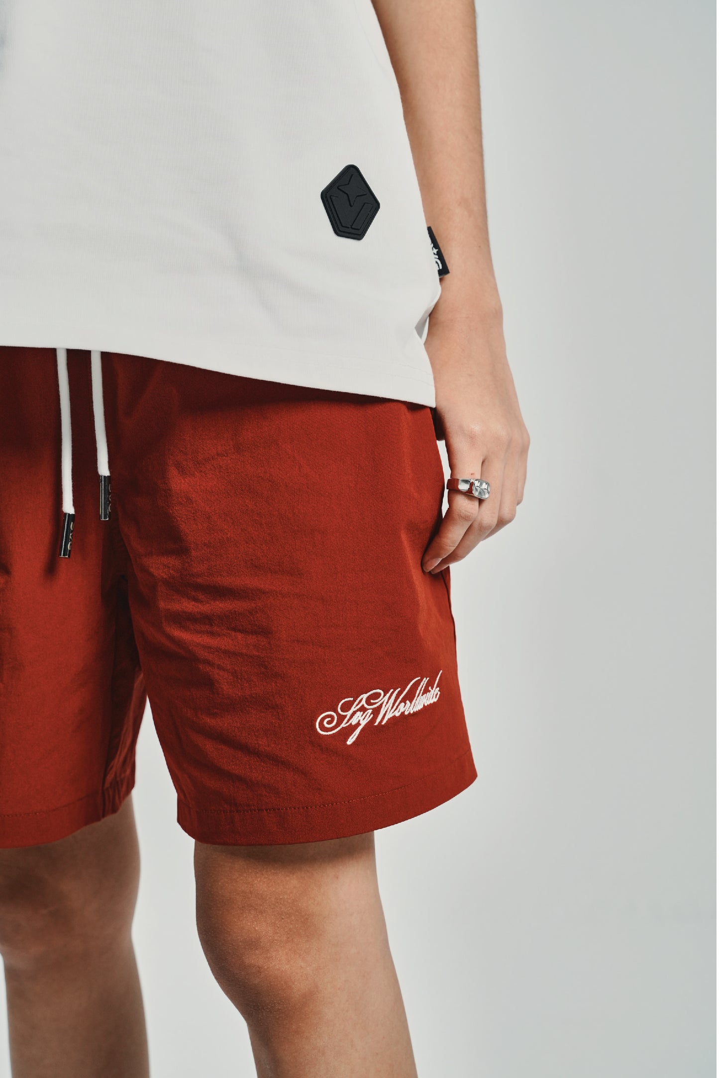Cursive Maroon Short