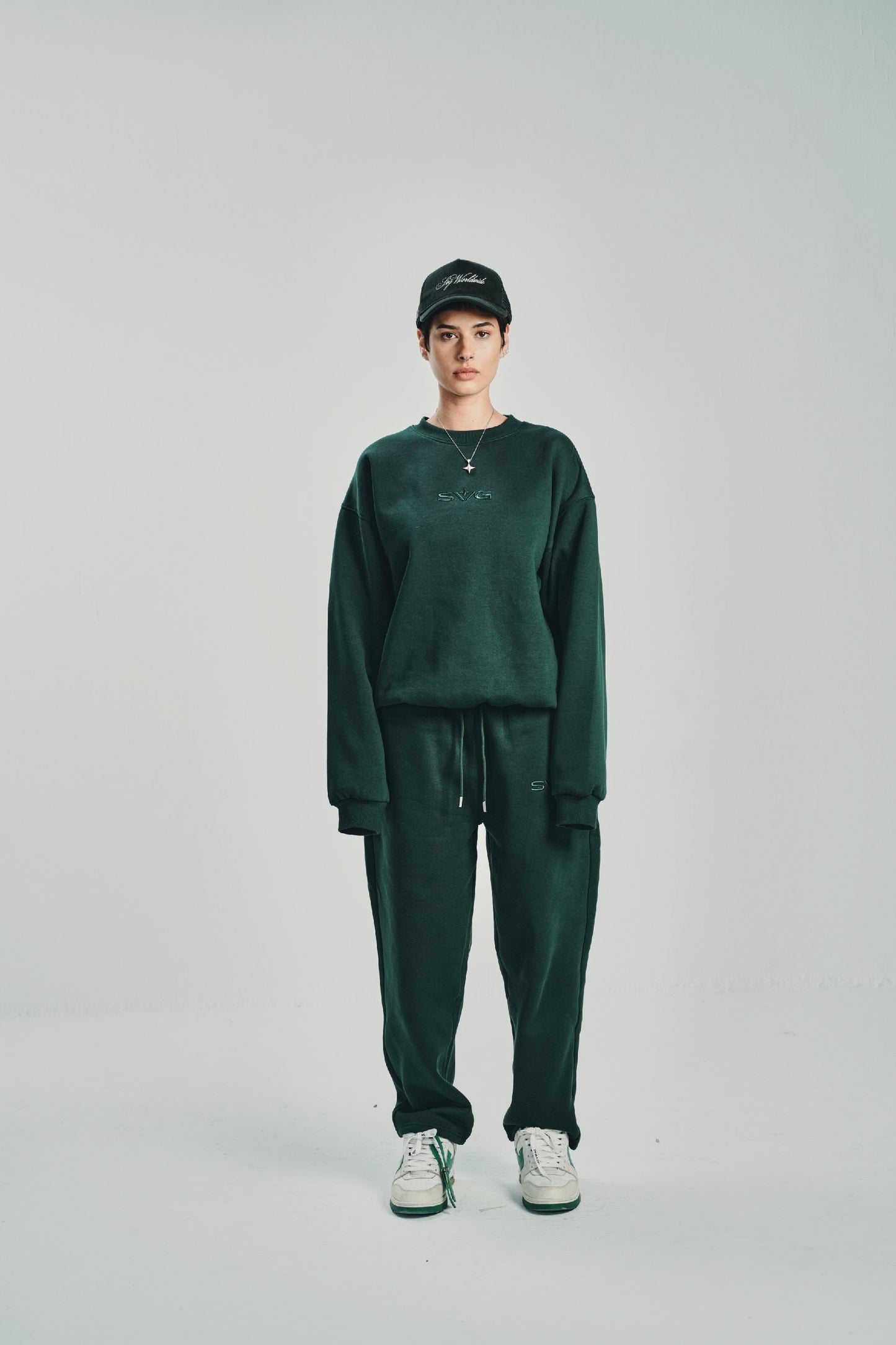 Victory Embroidery Green Crewneck