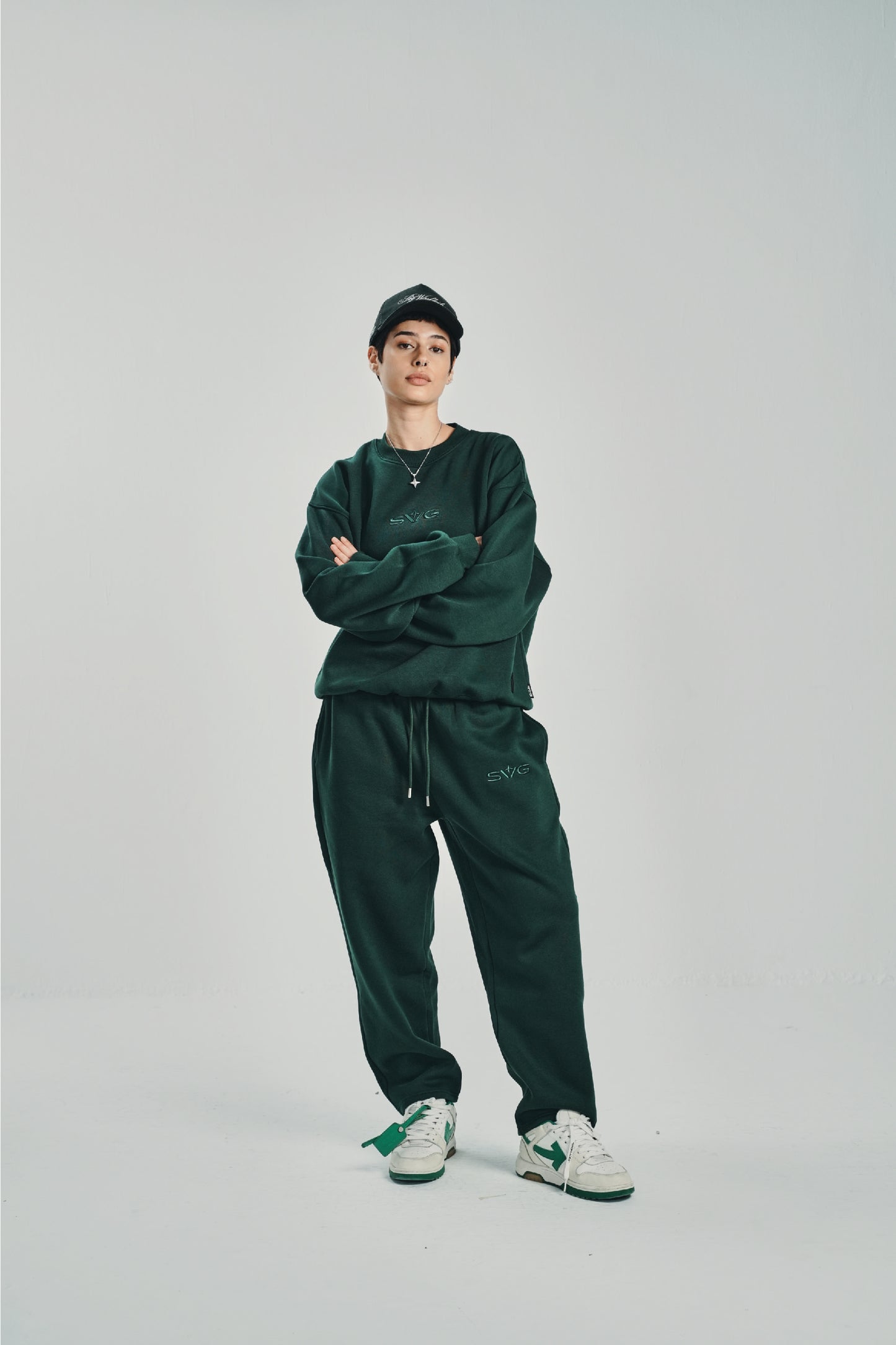 Victory Embroidery Green Crewneck