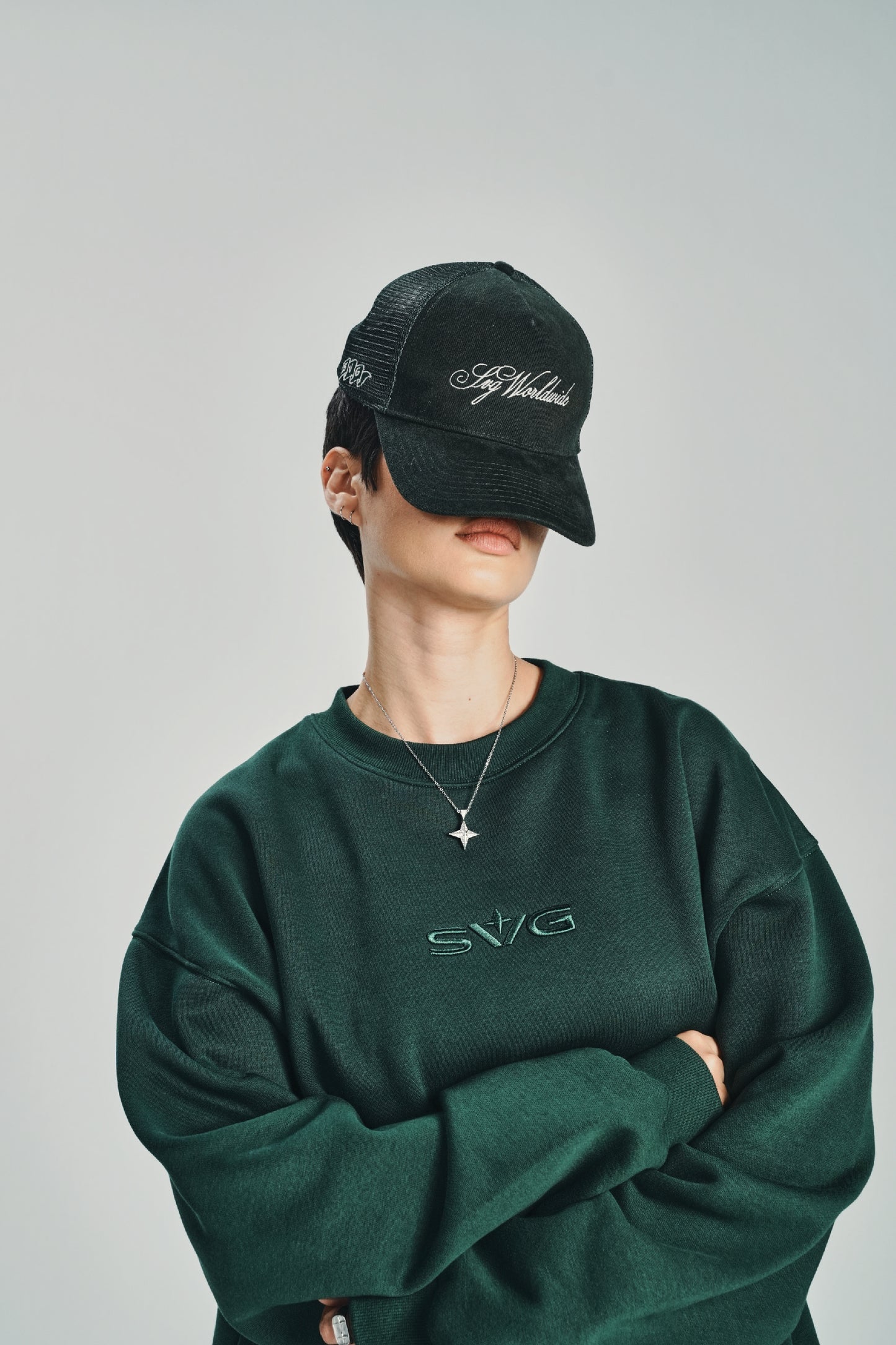 Victory Embroidery Green Crewneck