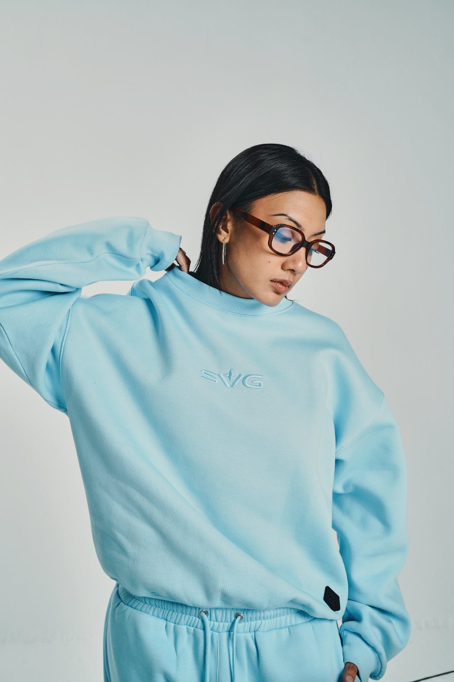 Victory Embroidery Blue Crewneck