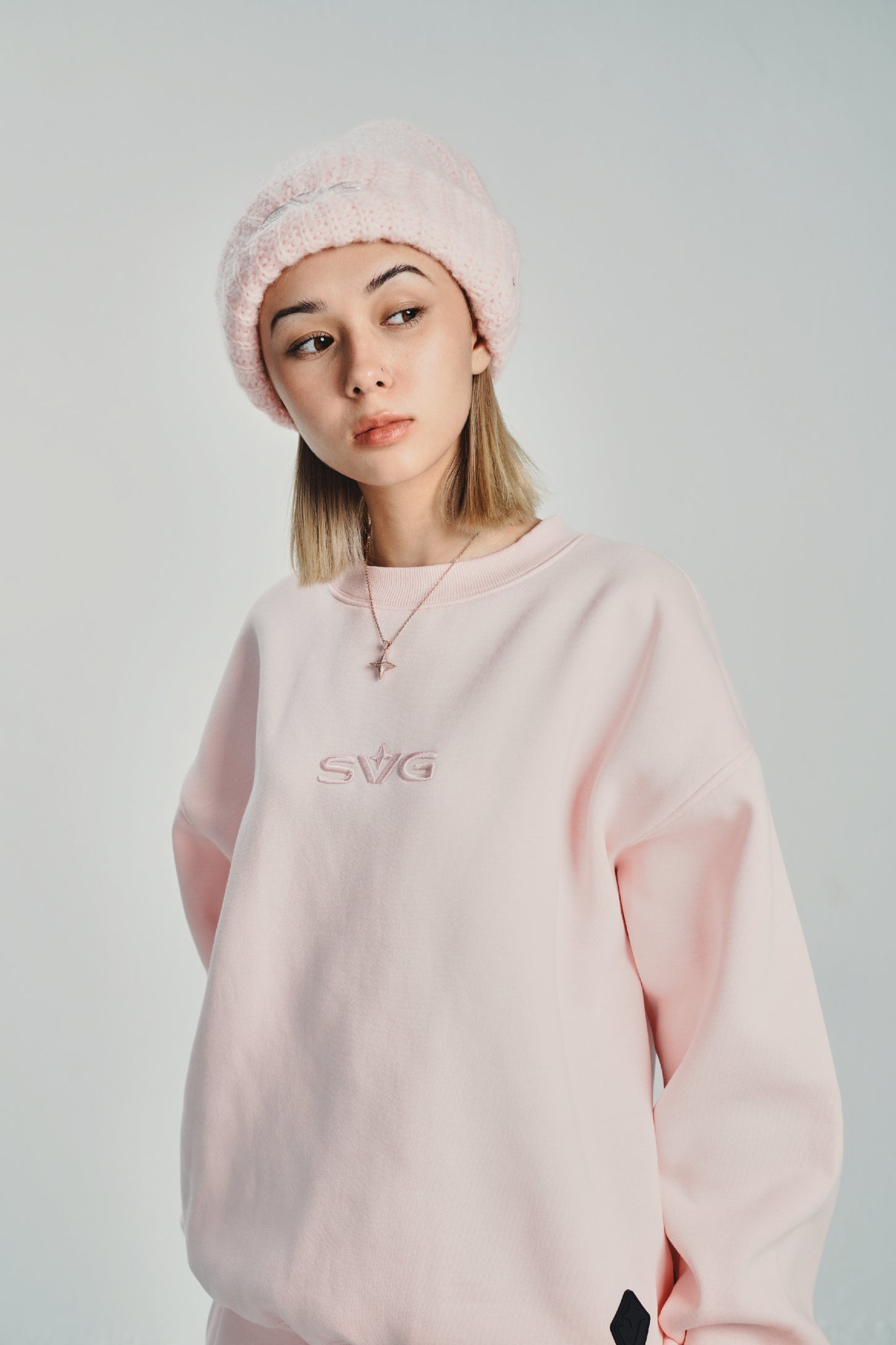 Victory Embroidery Pink Crewneck