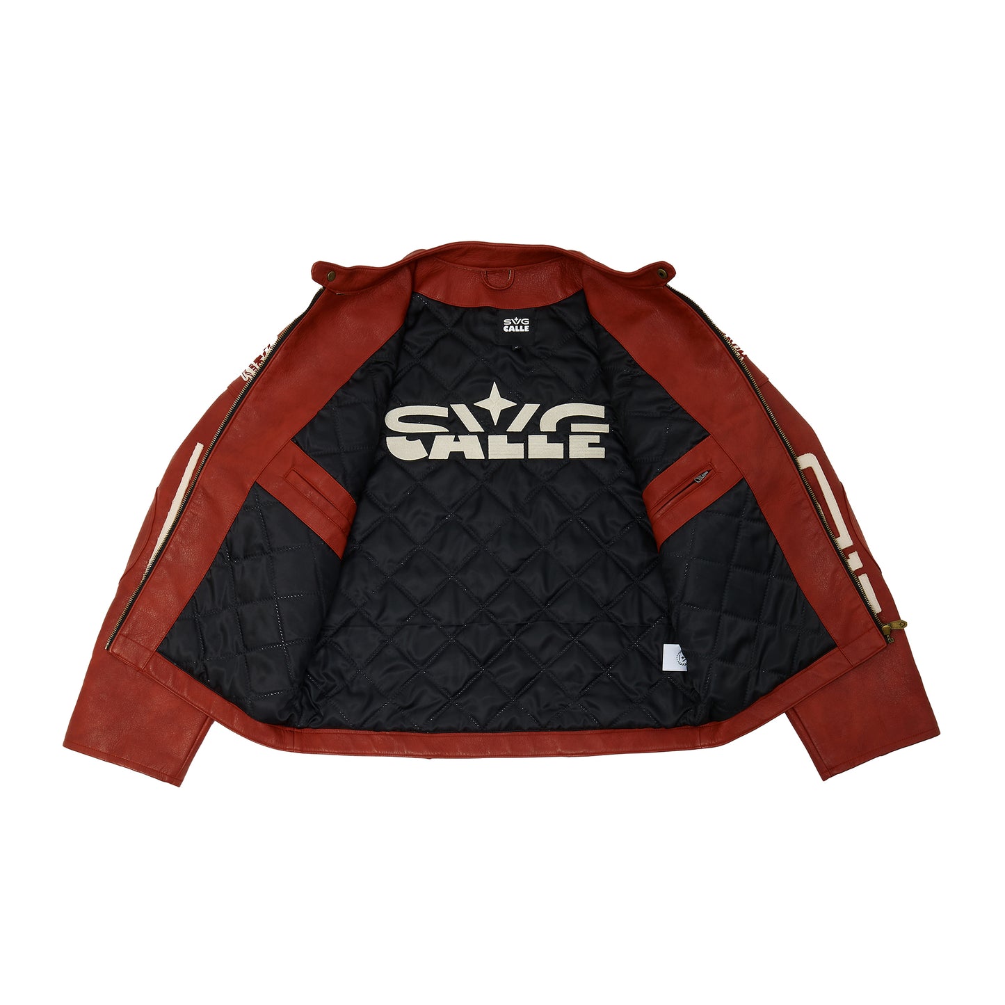 Leather Crop Racing Jacket Red