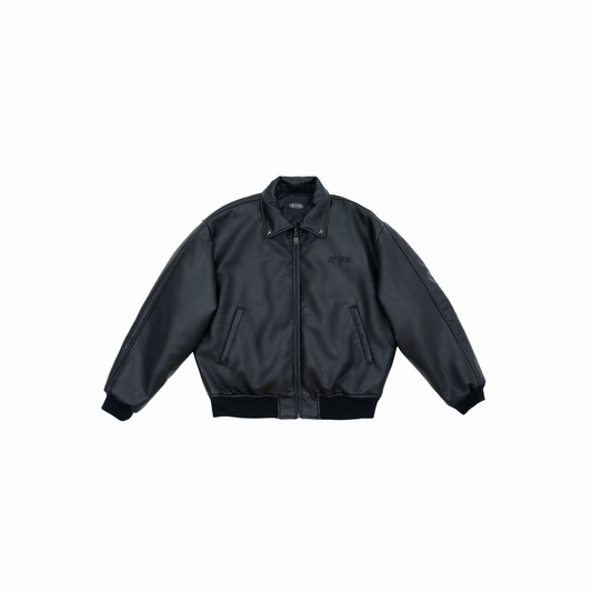 Leather Puff Jacket Black