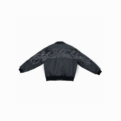 Leather Puff Jacket Black