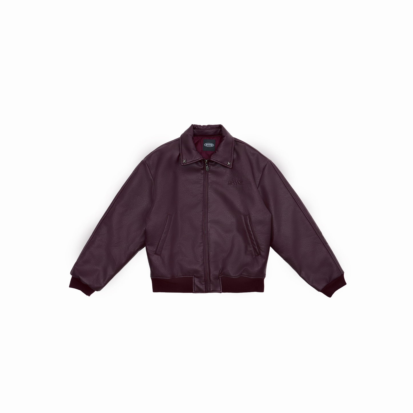 Leather Puff Jacket Maroon