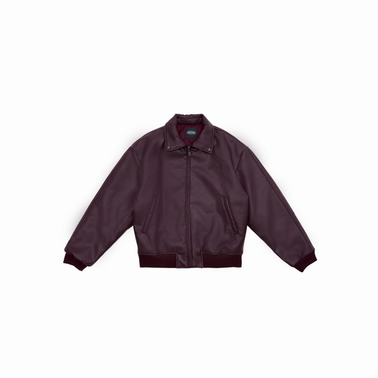 Leather Puff Jacket Maroon