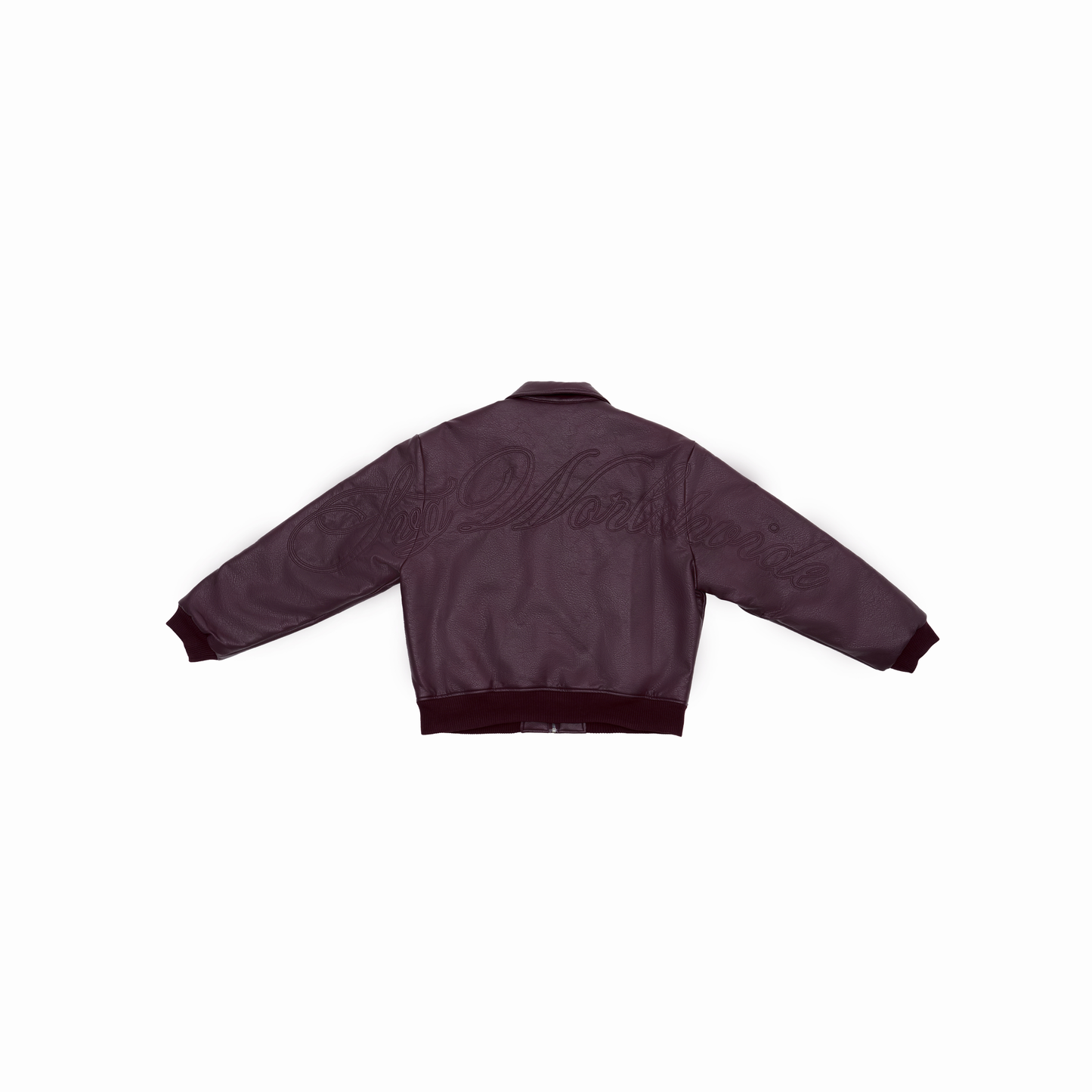 Leather Puff Jacket Maroon