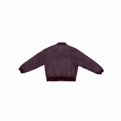 Leather Puff Jacket Maroon