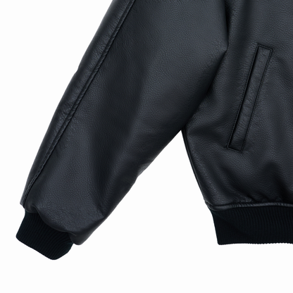 Leather Puff Jacket Black