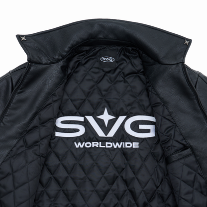 Leather Puff Jacket Black
