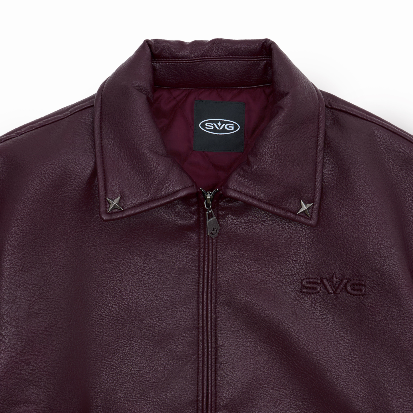 Leather Puff Jacket Maroon