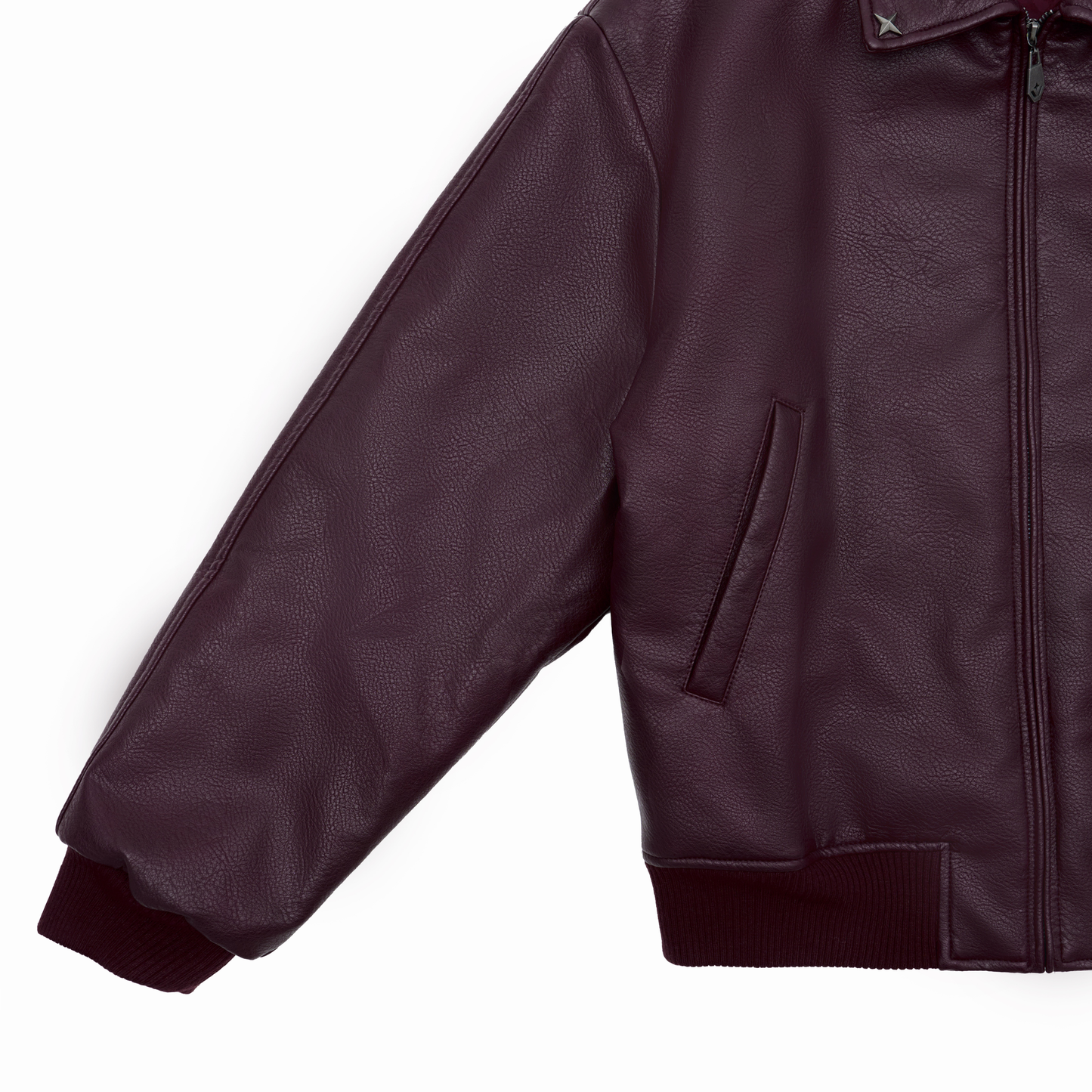Leather Puff Jacket Maroon