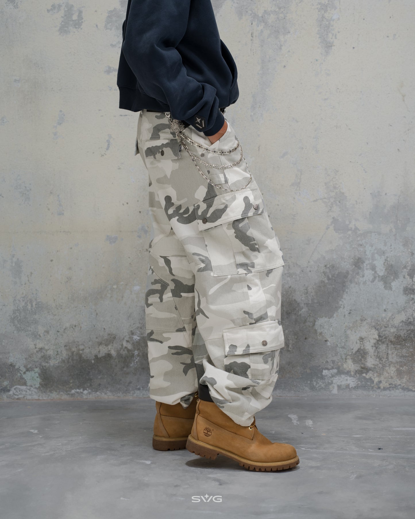 SVG Camo White Cargo Pants