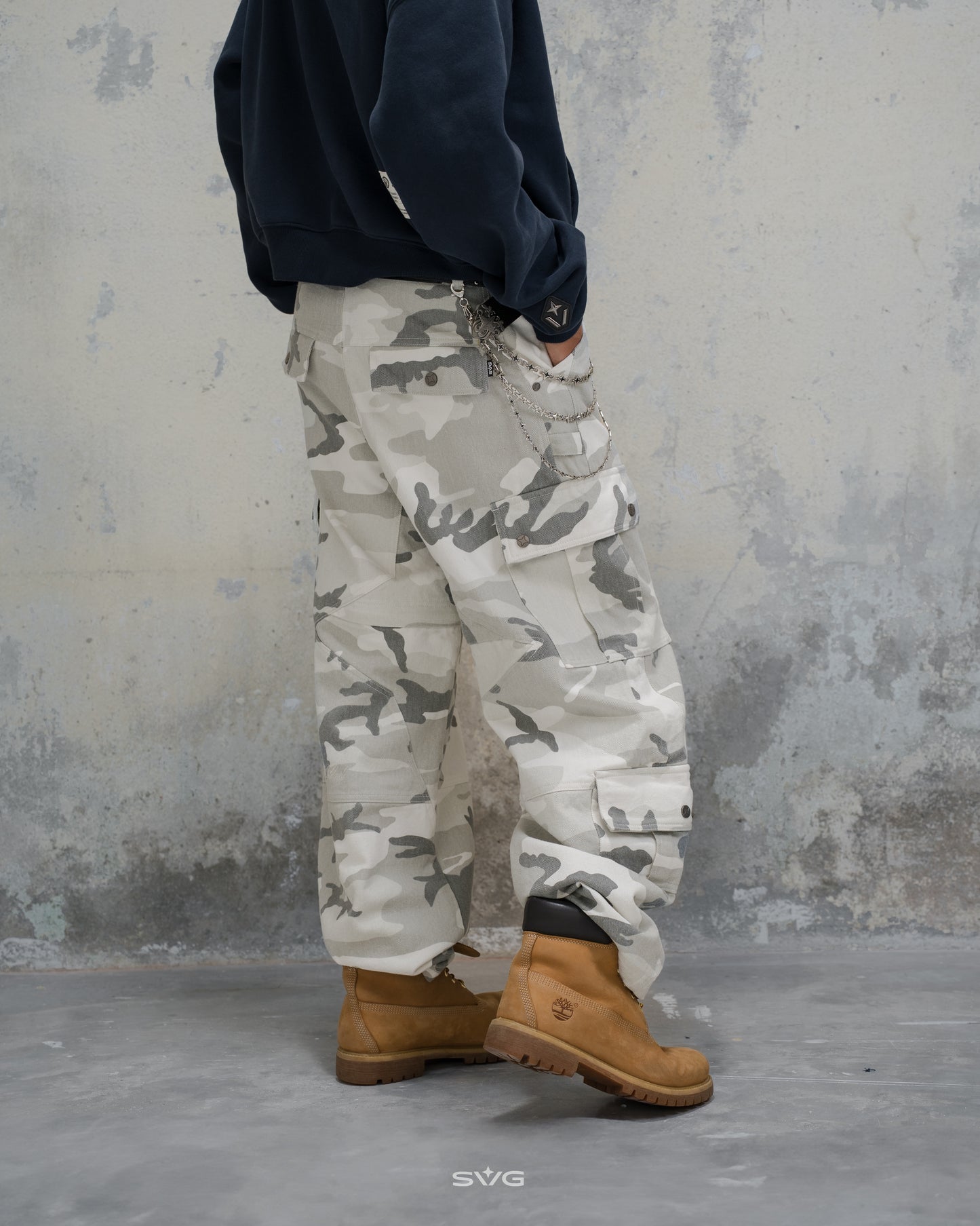 SVG Camo White Cargo Pants