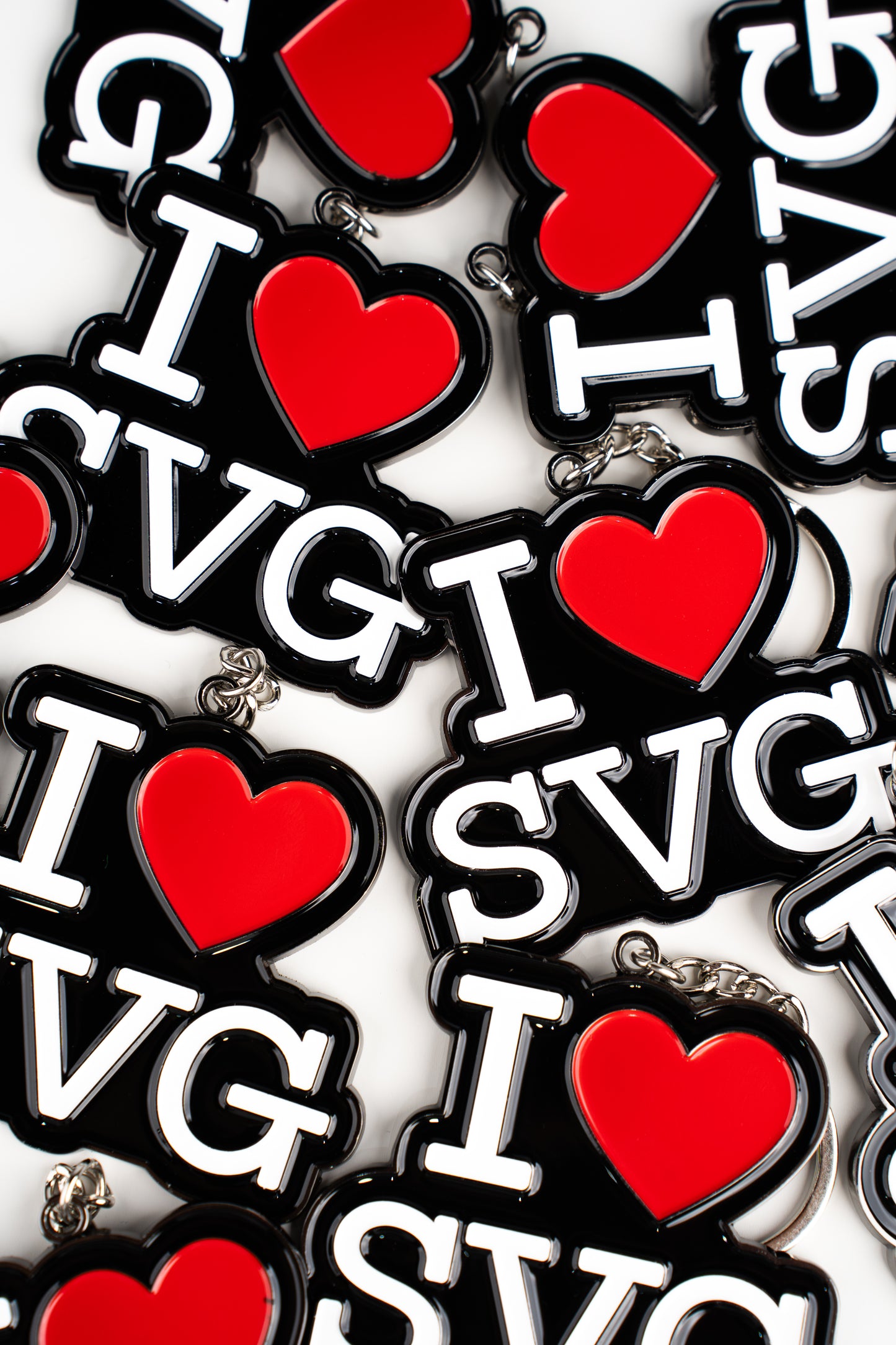 I Love SVG Black Keychain