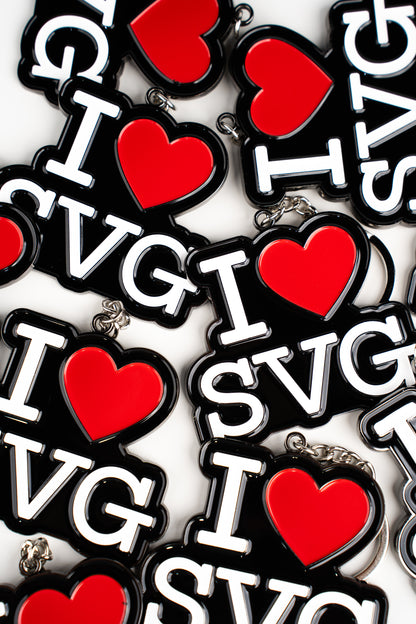 I Love SVG Black Keychain
