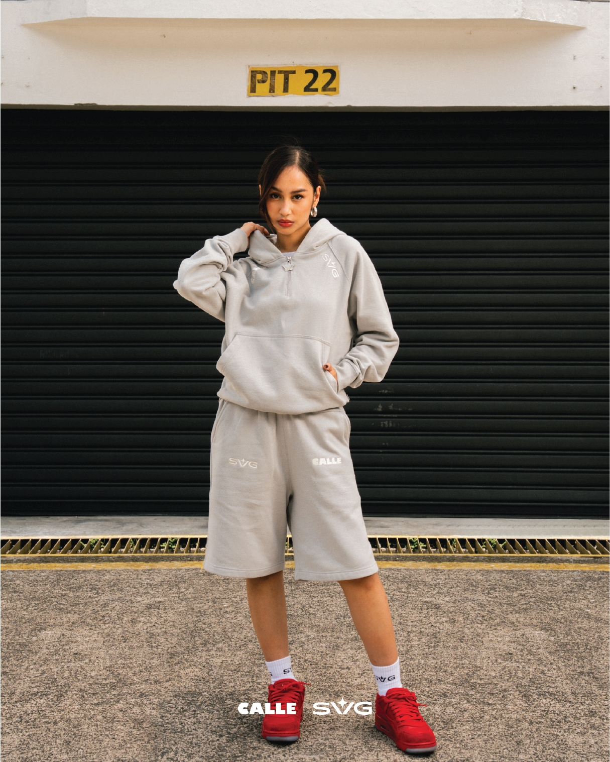 Halfzip Hoodie Set Grey