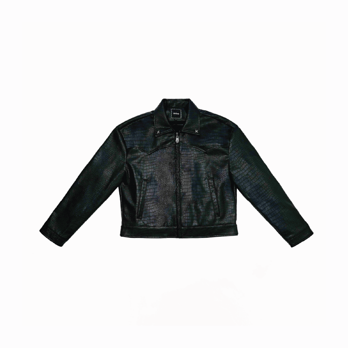 Leather Croc Jacket Black