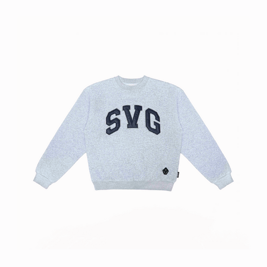 SVG Embroidery Leather Sweatset Grey