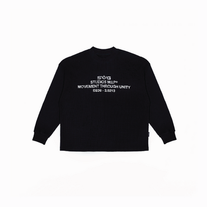 SS26 Waffle Long Sleeve Tee Black