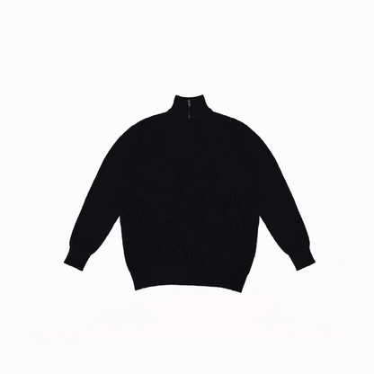 Knitted Half Zipper Black