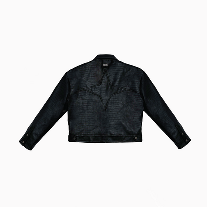Leather Croc Jacket Black