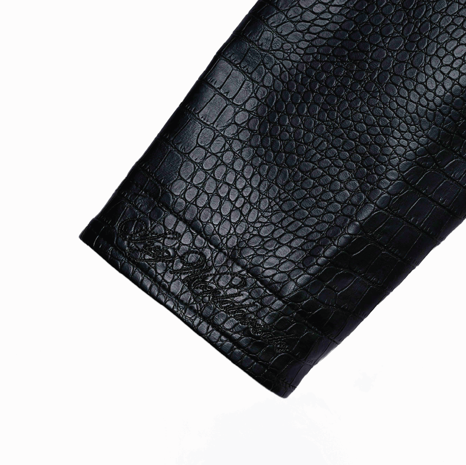 Leather Croc Jacket Black