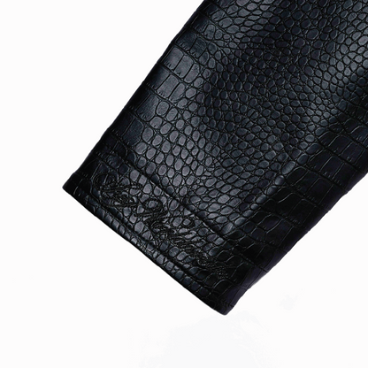 Leather Croc Jacket Black