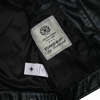 Leather Croc Jacket Black