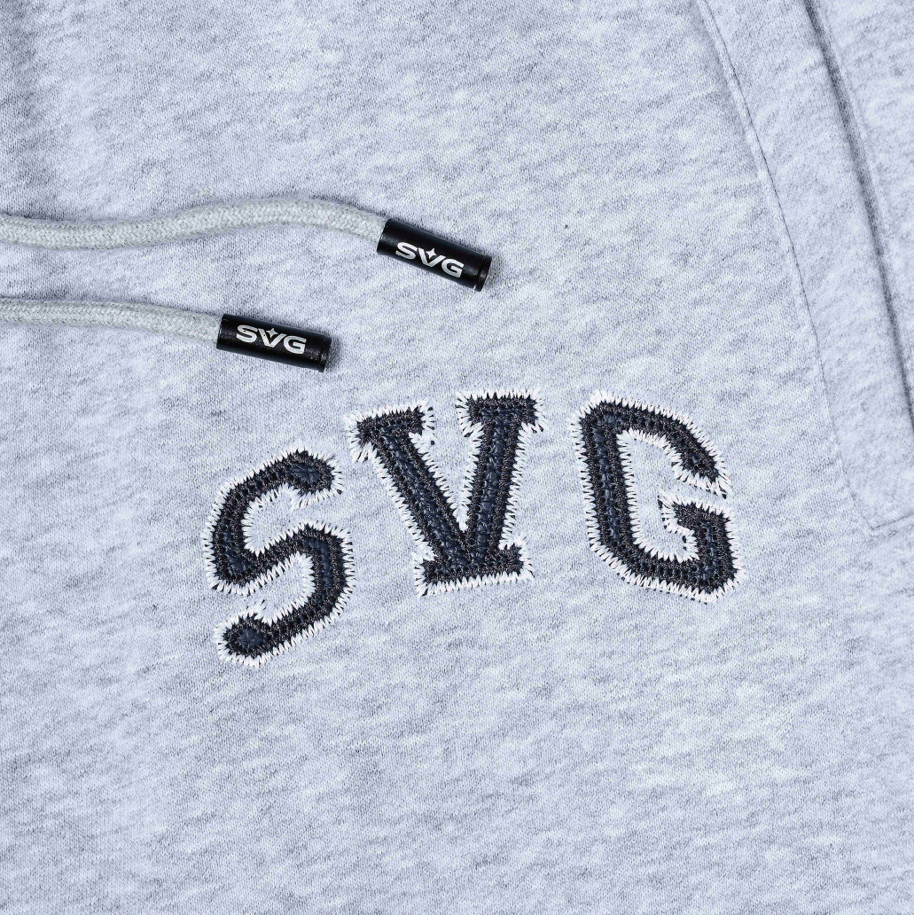 SVG Embroidery Leather Sweatset Grey