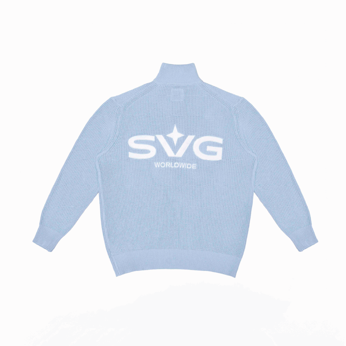 Knitted Half Zipper Baby Blue