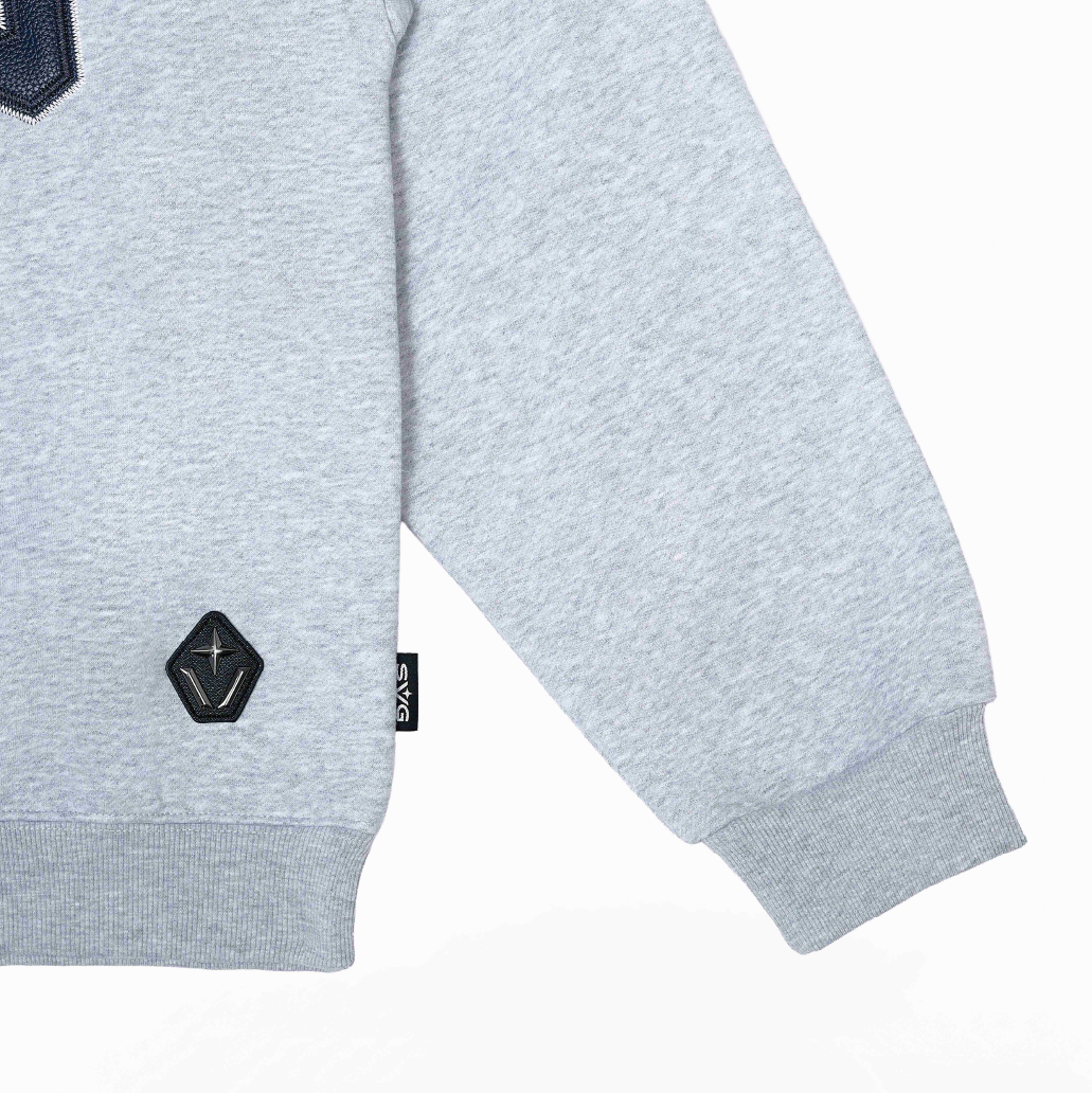 SVG Embroidery Leather Sweatset Grey