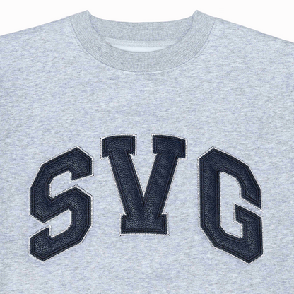 SVG Embroidery Leather Sweatset Grey