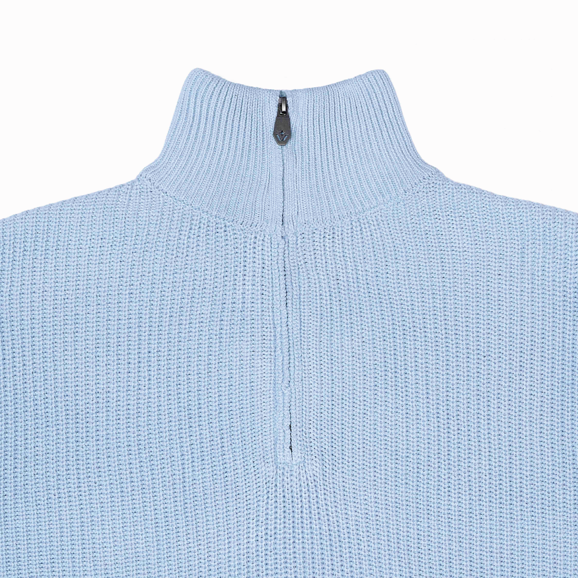 Knitted Half Zipper Baby Blue