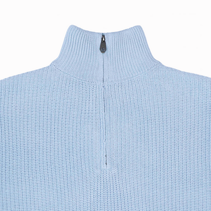 Knitted Half Zipper Baby Blue