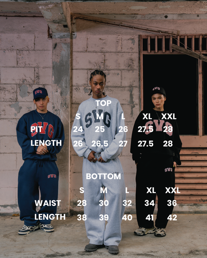 SVG Embroidery Leather Sweatset Grey