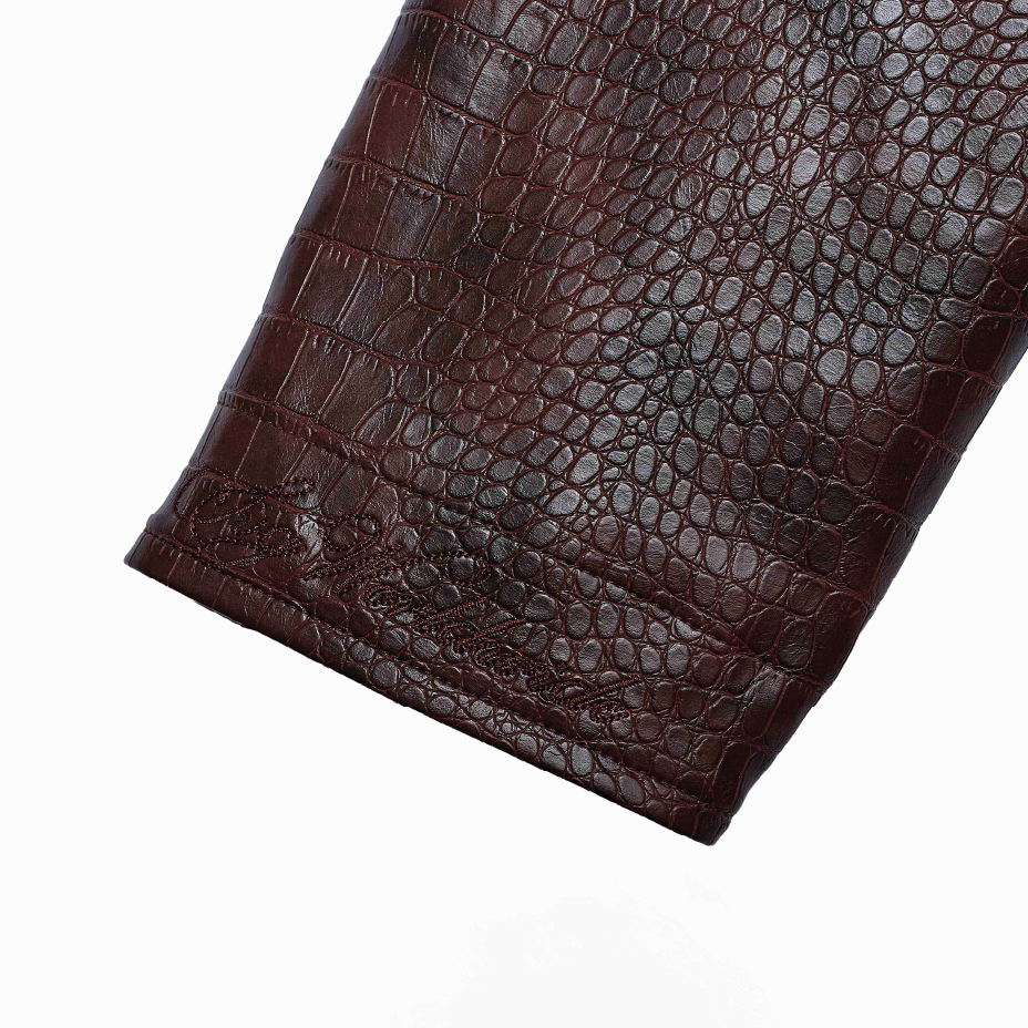 Leather Croc Jacket Brown