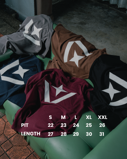 Victory Embroidery Leather Tee Dark Blue