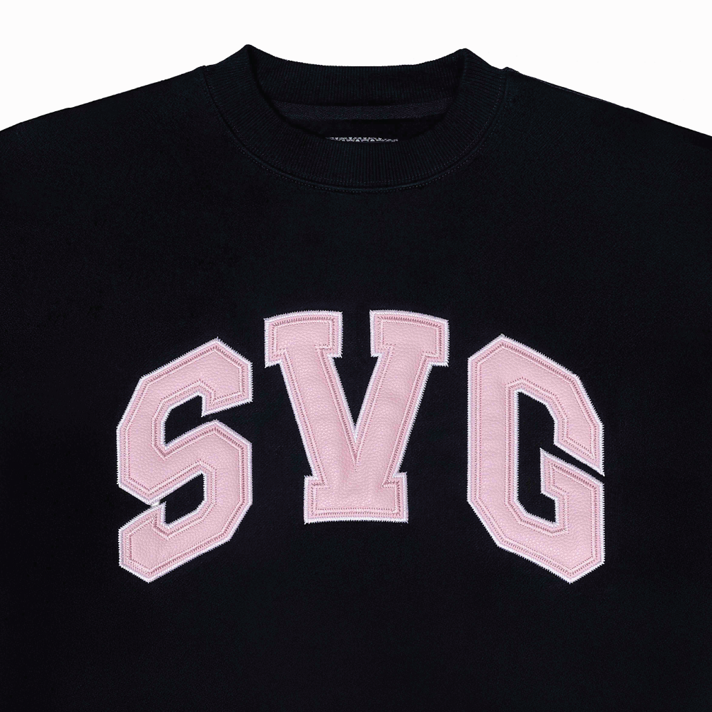 SVG Embroidery Leather Sweatset Black