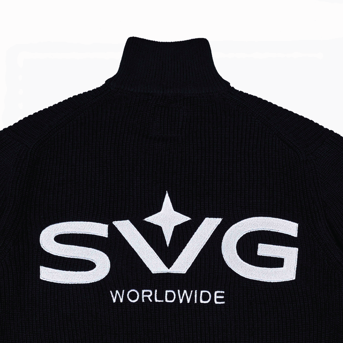 Knitted Half Zipper Black