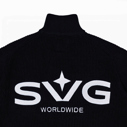 Knitted Half Zipper Black