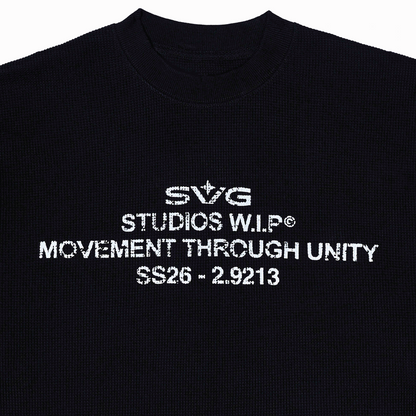 SS26 Waffle Long Sleeve Tee Black